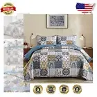 Lightweight King Size Quilt Set - Patchwork Plaid Coverlet for All Seasons