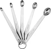 5 Mini Measuring Spoons with 1 Ring,1/64,1/32,1/16,1/8,1/4
