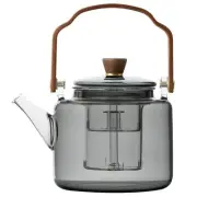 1100ml Glass Teapot with Infuser Wooden Handle Tea Pot Stovetop Safe Blooming...