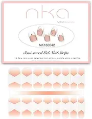 NKA Semi Cured Gel Nail Strips, 16 Extra Long Double Ended Nail Wraps Stickers Strip, UV Lamp Curing Gel Nail Polish Strips -French Point