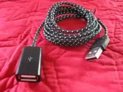 6 foot cable cord extension USB computer male female black woven printer NEW