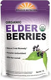 Organic Dried Elderberries - Responsibly Wild Crafted, Whole European Elderberry, Perfect for Tea, Syrups, and More - Sambucas Nigra - 1 Pound (Certified Organic)