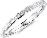 [ALEXTINA] Women's Stainless Steel 2MM Thin Stackable Midi Rings Silver Rose Gold Engagement Wedding Bands Size 4-9, Stainless Steel,Silver