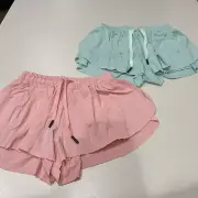 ZogCowy 2 Pack Butterfly Flowy Shorts Mint/ Light Pink Girls M
