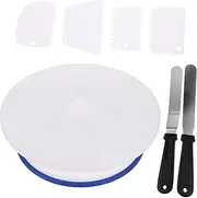 Zerodeko 1 Set Cake Turntable with Non Slip Base Spatula and Scrapers for Decorating Cakes Bakeries and Events Easy to Clean and Rotate for Borders