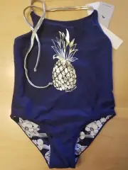 Tommy Bahama 3T Blue & White Gold Pineapple Reversible Bathing Suit NEW MSRP $60
