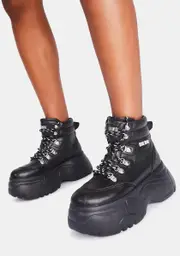 [NOKWOL] Black Scared Platform Sneakers