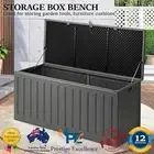 Outdoor Storage Box Bench 490L Cabinet Container Garden Deck Tool Furniture Grey