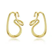Culturesse Farren Modern 37mm Loop Cuff EarringsTitanium Steel 18K Gold Plating