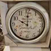 Mainstays Wall Clock Inspirational Start Each Day Grateful Ticking 12" Work