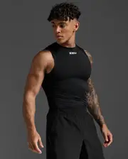 Core Compression Sleeveless, 2XU, S, Black/Silver, Male