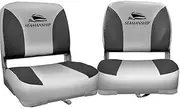 Seamanship Boat Seats, Set of 2 Folding Seat Swivel Chair Floor Chairs Marine Seating Fishing Outdoor Accessories, All Weather Conditions Stainless Steel Grey