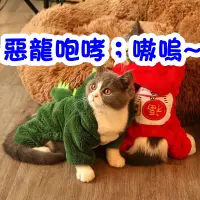 在飛比找蝦皮購物優惠-台灣出貨搞怪恐龍寵物變身服 珊瑚絨保暖 貓咪恐龍衣服 寵物衣
