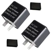 2-Pack 12V Speed Adjustable 2 Pin LED Electronic Flasher Relay Fix for Motorcycl