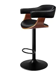 [ALFORDSON] 1x Bar Stool Adjustable Kitchen Stool Joan Swivel Counter Barstool Dining Chair Home Bar Furniture in 61-82cm Seat Height with Floor Protector for Dining Room All Black