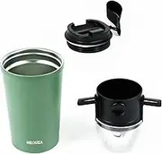 NEOUZA Pour Over Coffee Dripper with Vacuum Insulated Tumbler, Reusable Stainless Steel Filter, Portable Collapsible Paperless Coffee Maker for Camping, Travel (Green Tumbler + Dripper)