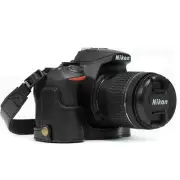 MegaGear Nikon D5600, D5500 Ever Ready Leather Camera Half Case and Strap