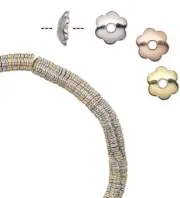 Bead Cap, Gold Silver & Copper Plated Steel 5x1.5mm Smooth Flower to Fit 6-8mm