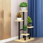 Flower Display Stand,Plant Stand Outdoor - Flower Stand Indoor - Plant Organizer Holder, 4-Layer Floor-Standing Flower Display Stand, Iron Flower Pot Storage Rack, Solid Wood Living Room/Bal