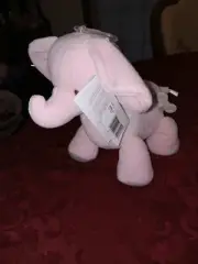 Carters Musical Wind Up Stuffed Plush Pink Elephant Gray Star Lullaby Moving Toy