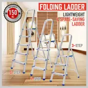 3/4/5 Step Folding Ladder Aluminium Light Weight Non Slip Platform Multi-Purpose