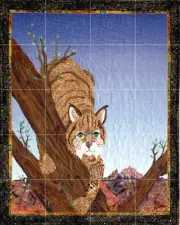Art Kathy McNeil Wildlife Bobcat Mural Ceramic Backsplash Bath Tile #2403