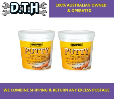 2 PIECE UNI-PRO 400G TRADITIONAL LINSEED OIL FILLER GLAZING PUTTY 3404