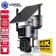 WIFI Security Camera Optical 10X 2 Cameras 4K 24/7 Solar Dual 128GB Home