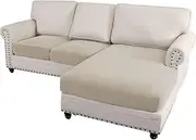 [Smarcute] Sofa Cover L Shape Couch Sofa Seat Cushion Covers,Sofa Cushion Slipcovers, Couch Cushion Covers for Universal Sofa Slipcover (Seat Only: 1 Chaise + 2 Sofa Cover, Islandfossi)