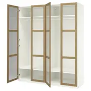 PAX / TONSTAD wardrobe combination, white/oak veneer glass, 200x60x236 cm