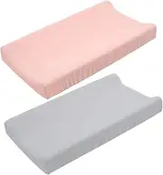 KOMBIUDA 2pcs Baby Changing Pad Covers Soft Breathable Cotton Removable Cover for Boys/Girls Multi-use Changing Table Sheet