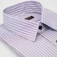 在飛比找momo購物網優惠-【金安德森】紫色白條紋黑扣吸排窄版長袖襯衫-fast