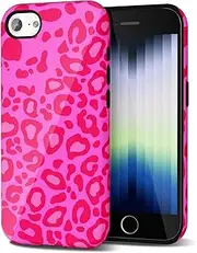 Svanove Cheetah Print Phone Case for iPhone SE 2nd 3rd Generation Case Girly, Cute Leopard Case for Women, Luxury Trendy Retro Animal Print Design, Aesthetic Pattern Hard Shell Plastic Cover, Hot Pink
