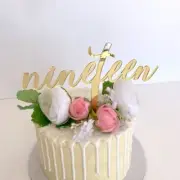 Acrylic Gold 'nineteen' Birthday Cake Topper 19th Birthday Decorations Supplies