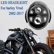 DOT Black LED Headlight Hi/Lo DRL For V-Rod VRSCAW VRSCDX VRSCF VRSCSE 2002-2017