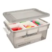 1PCS Plastic Storage Box with Removable Tray Grey Craft Organizers and Storag...