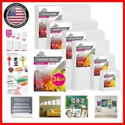 24-Pack Flat Canvas Panels - Multiple Sizes for Every Art Project