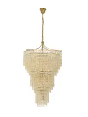 Sarita 17 Light Tall Crystal Chandelier in Aged Brass