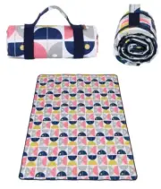 Picnic Rug with Carry Handle Sachi Beach Outdoor Mat Nordic Geo 175x142cm