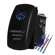 Blue Led Windshield Washer Wiper Momentary Rocker Switch 7Pin Mom (ON)-Off-ON...