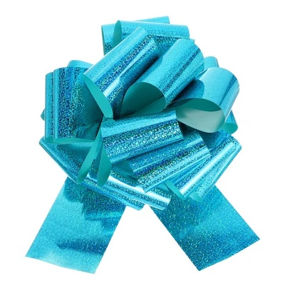 12 Inch Giant Large Pull Bow 1 Pcs Glitter Metallic Car Bows Ribbon, Green Blue