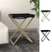 Folding Table MDF Accent Side Couch End Table Black/Gold and Black vidaXL
