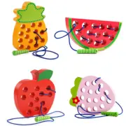 Wooden Baby Educational Kid Puzzle Toys Threading Game Learning Play Worm .q