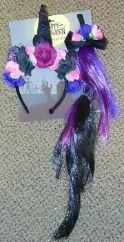 Halloween Unicorn 2 Pc Purple Headband Horn & Tail Costume Accessory Kit