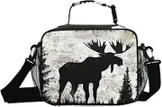 Moose Retro Silhouette Insulated Lunch Box for Women Men - Ideal for Work, Picnics - Includes Adjustable Shoulder Strap