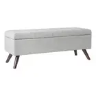 HomePop 18.5" Modern Fabric & Wood Tufted Storage Bench in Gray