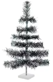 24'' Black/Silver Christmas Tree Tinsel Feather Style Holiday Tree 2FT Table-Top