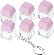 6 Pack Keyboard Fidget Toy Keyboard Fidget Keychain Keyboard Decompression Button Finger Clicker Toys, Button Stress Relief Fidget Gifts for Adult to Relief Stress (Macaron Pink)