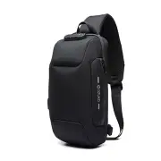 3-Digit Lock Anti-theft Shoulder Bag With USB Charing Port Waterproof Phone Travel Backpack BLACK COLOR