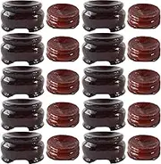 NSBELL 20PCS 2 Sizes Wooden Egg Stands Holders Displays Stand Ball Egg Base for Crystal Ball Sphere Globe Stone Decor Dark Red Color